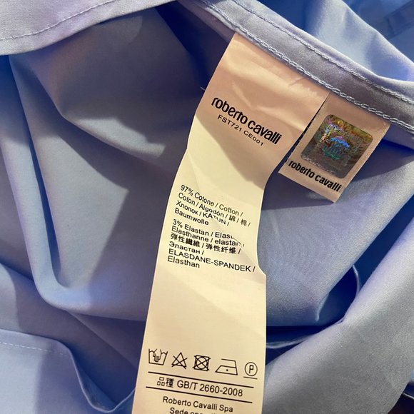 Roberto Cavalli Men's Light Blue Monogram Embroidered Shirt - NWT - Picture 5 of 5